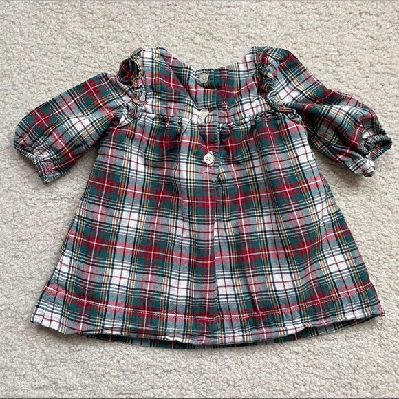 Gap Baby Girl Plaid Dress w Embroidered Floral for 0-3 Months, 100% Cotton - Picture 3 of 8